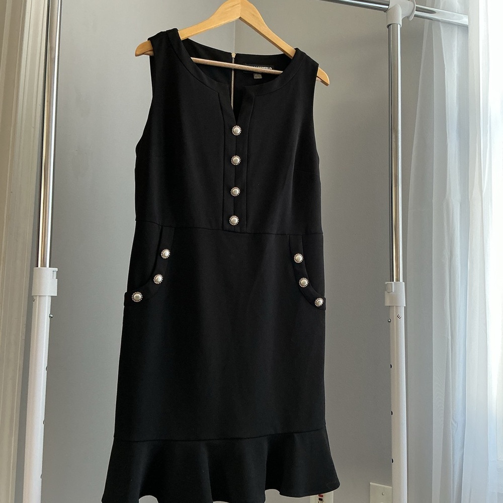 Karl Lagerfeld Black Button-Detail Mini Dress